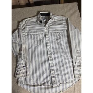 Rockmount Ranch Wear Mens Grey Striped Western Snap Shirt Made in USA Medium